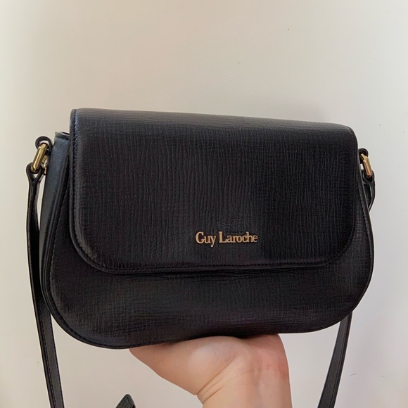 Guy La Roche Crossbody Bag / Black 3x9x6 Inches - Picture 2 of 4